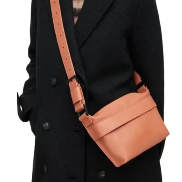 All Saints Colette Leather Crossbody Bag Elasto/Mauve Pink - Picture 2 of 11